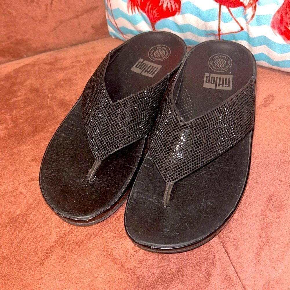 Fitflop black Embellished Sandals with rhinestones size 7